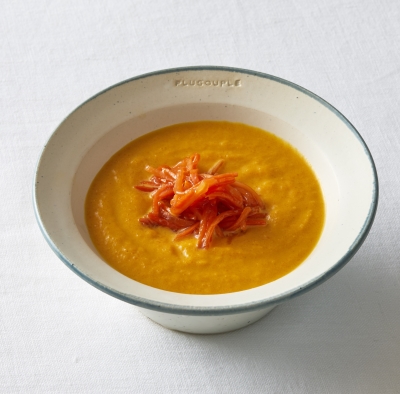 素材をまるごと楽しむすりおろしポタージュ-秋-　国産柿と人参のポタージュ